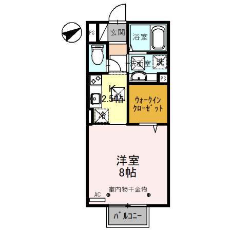 サンウッドD(1K/1階)の間取り写真