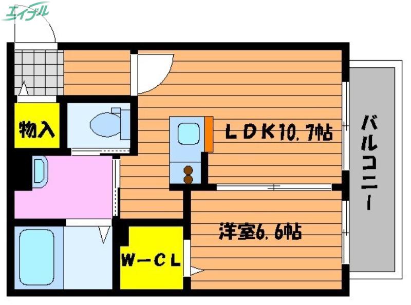 チッタ・デ・雄嶋(1LDK/2階)の間取り写真