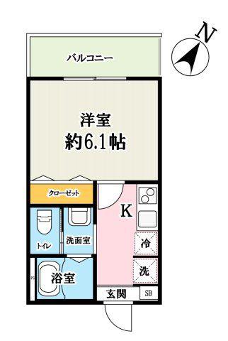キャメル中浦和西堀(1K/1階)の間取り写真