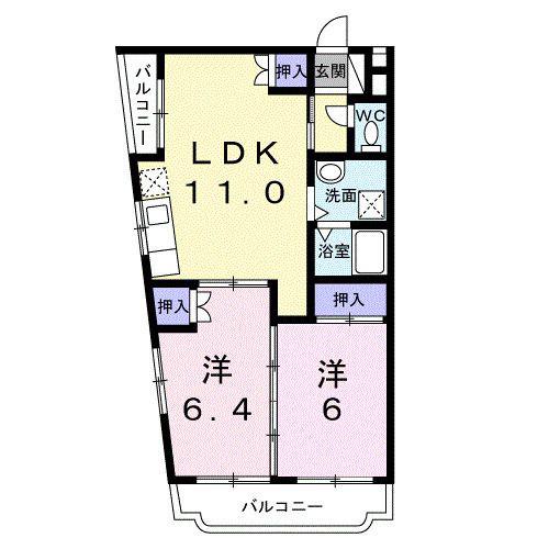 サンシャインK(2LDK/1階)の間取り写真