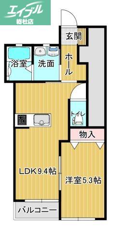 シェルメール庭瀬(1LDK/1階)の間取り写真