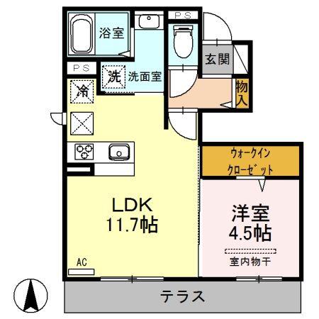 ROSETTA(1LDK/1階)の間取り写真