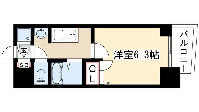 プレサンスSAKAEリバースタイル(1K/9階)の間取り写真