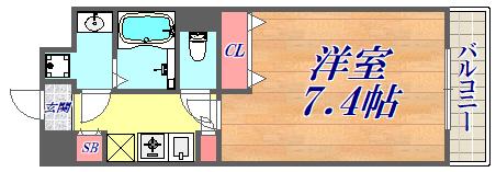 アーバネックス武庫之荘(1K/4階)の間取り写真