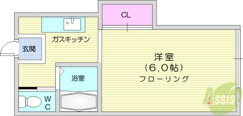 ホワイトキャッスル4番館(1K/2階)の間取り写真
