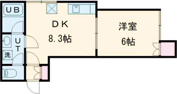 パレドール壱番館(1DK/2階)の間取り写真