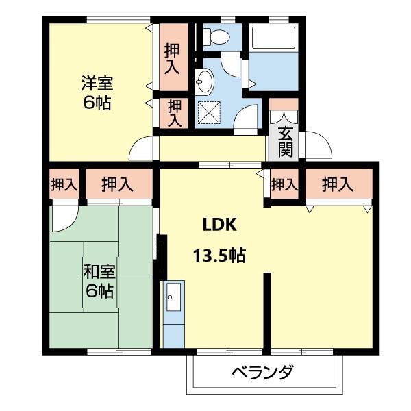 ヤマイチPLAZAセジュール2番館(2LDK/1階)の間取り写真