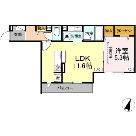 フラクタス東柏ケ谷(1LDK/3階)の間取り写真