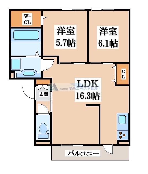 グラン クリフ(2LDK/2階)の間取り写真