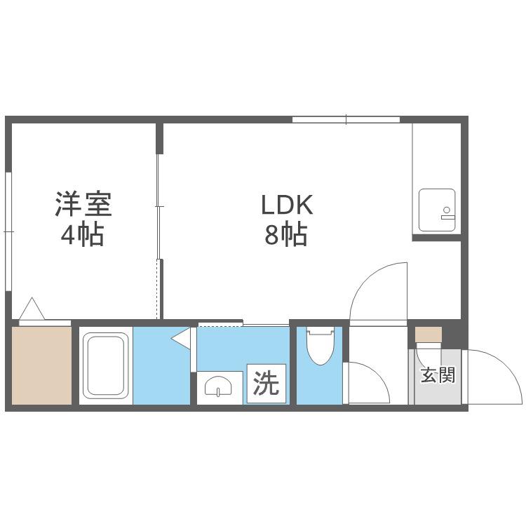 ラフィーネ西町北(1LDK/2階)の間取り写真