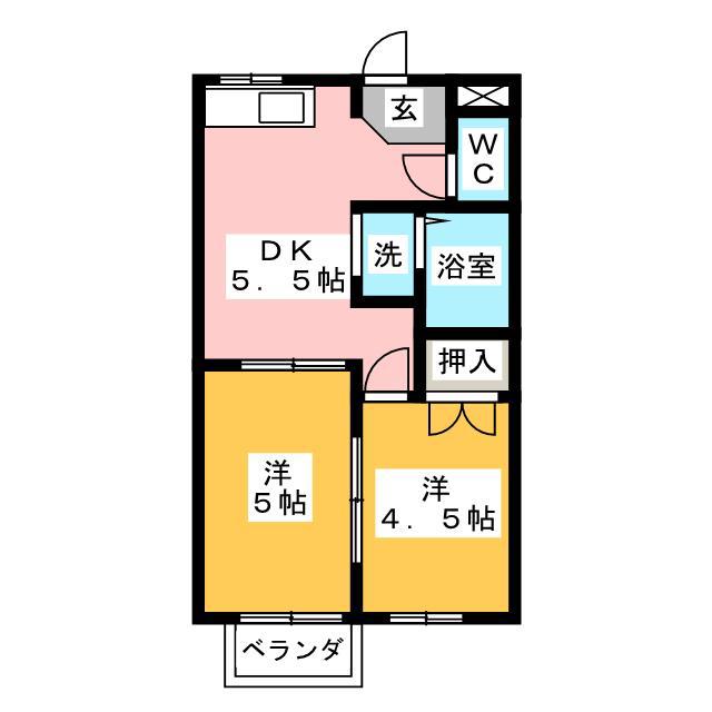 シティハイツ青木(2DK/1階)の間取り写真