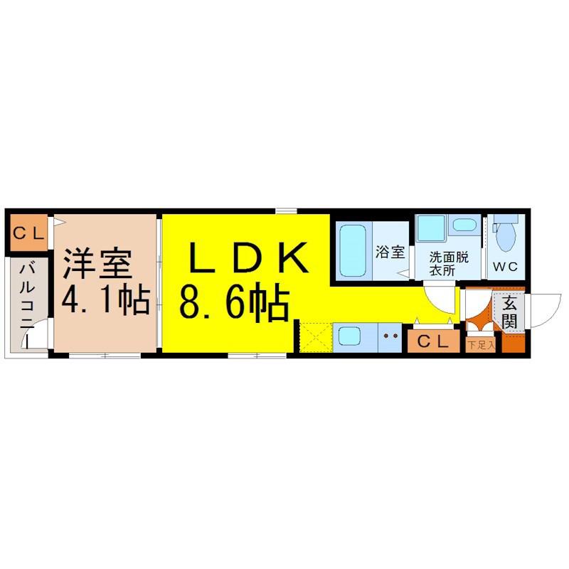 ハーモニーテラス岩塚町(1LDK/3階)の間取り写真