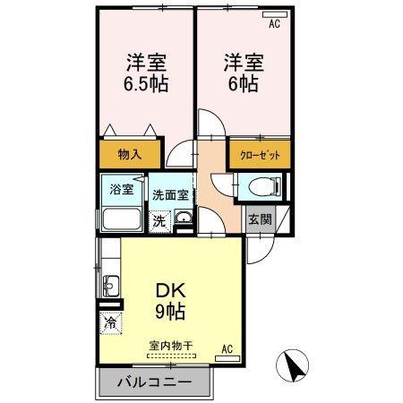 ウィルモア田倉(2DK/2階)の間取り写真