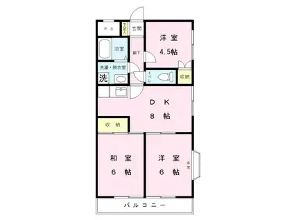 川辺マンション(3DK/2階)の間取り写真