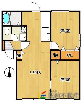 ルミエール(2LDK/1階)の間取り写真