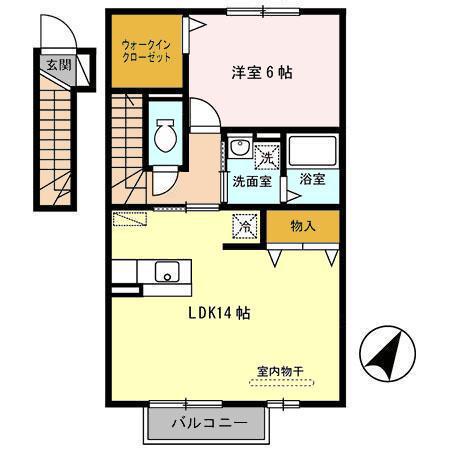 ショコラール・シューA(1LDK/2階)の間取り写真