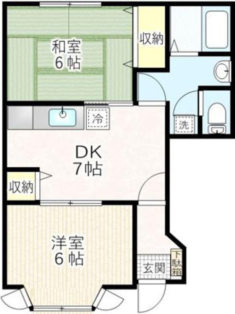 ゼルコヴァ(2DK/1階)の間取り写真