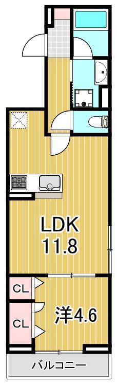 セレスティア大谷田III(1LDK/1階)の間取り写真