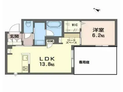 カトル レーヴ(1LDK/1階)の間取り写真