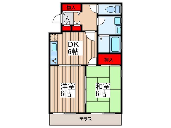 CASA CHIKA(2DK/1階)の間取り写真