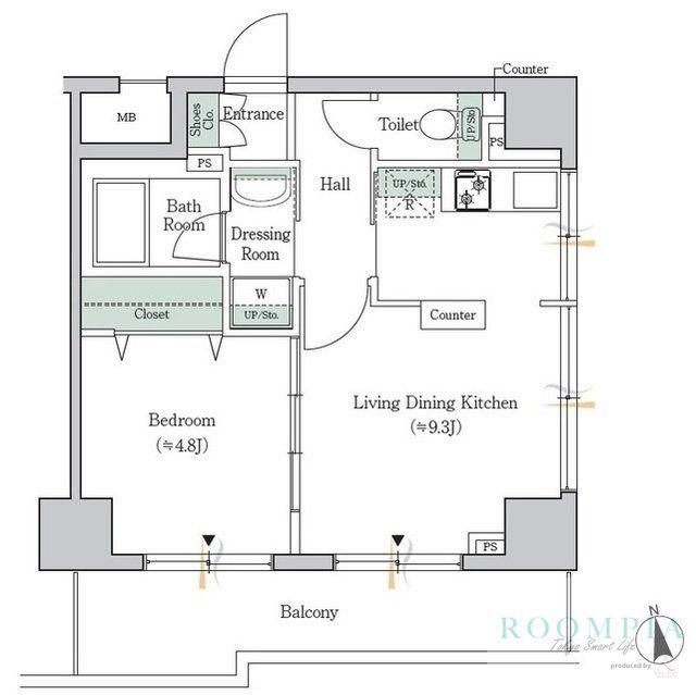 ONE ROOF FLAT TOGOSHI(1LDK/8階)の間取り写真