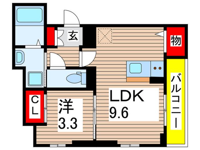 アリビオ千葉II(1LDK/2階)の間取り写真