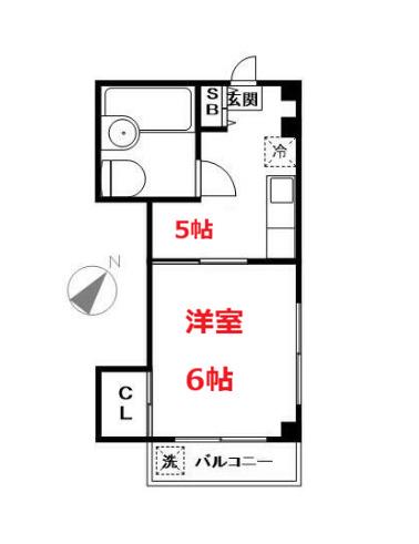 ベルシャトル(1DK/2階)の間取り写真