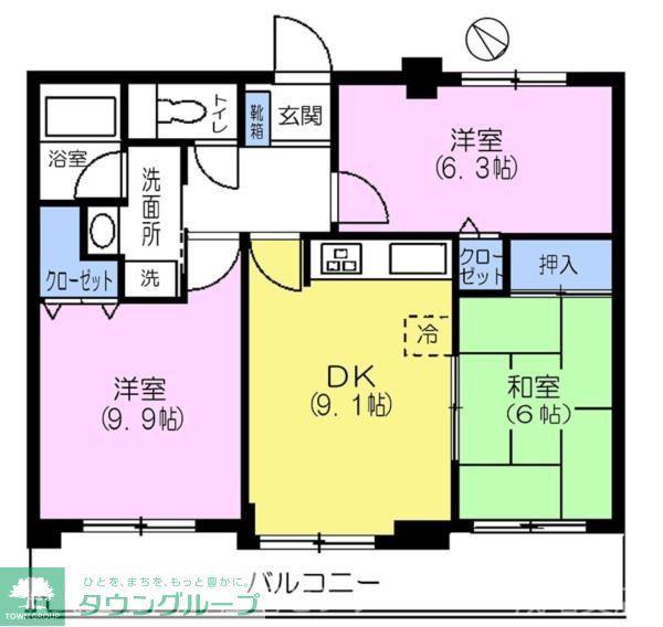 プレステージ平和台1番館(3DK/6階)の間取り写真