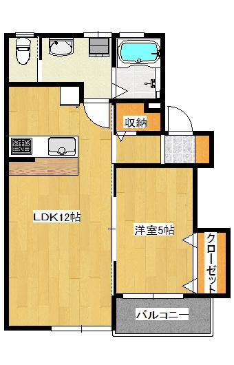 鈴久ハイツA棟(1LDK/2階)の間取り写真