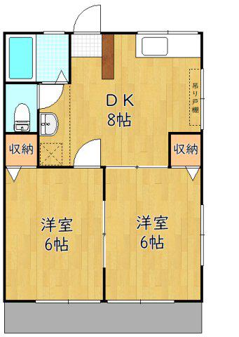 コーポ北稜A棟(2DK/1階)の間取り写真