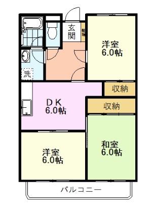国立イーストハイツ(3DK/2階)の間取り写真