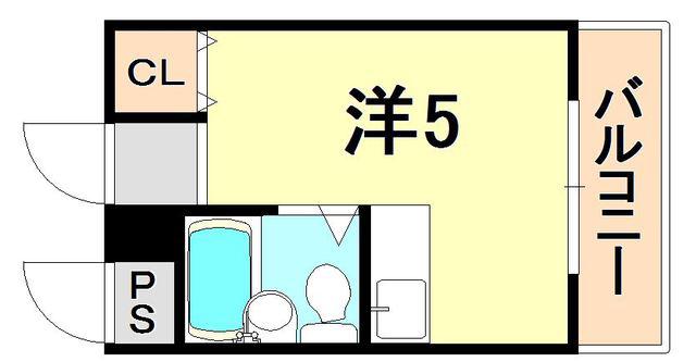 シャトー第8神戸(ワンルーム/2階)の間取り写真