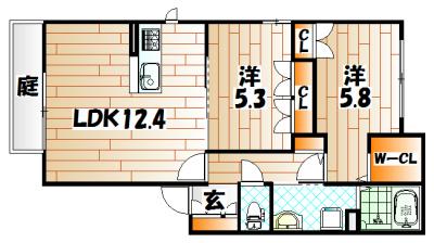 エスポアメゾン(2LDK/2階)の間取り写真