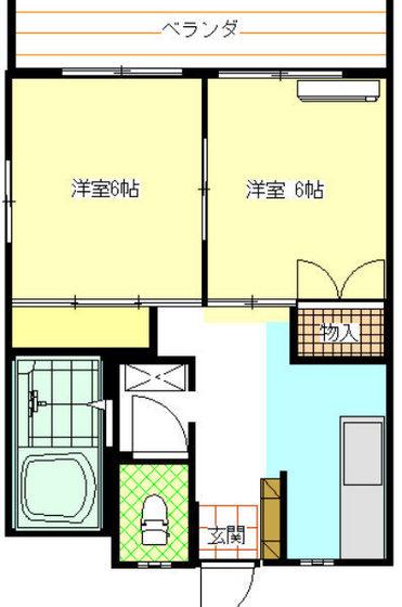 西川コーポ(2DK/2階)の間取り写真