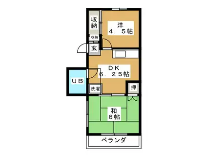 ハイツ天神(2DK/2階)の間取り写真