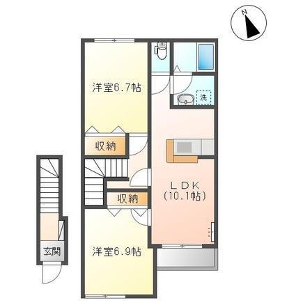 ウッドノート(2LDK/2階)の間取り写真
