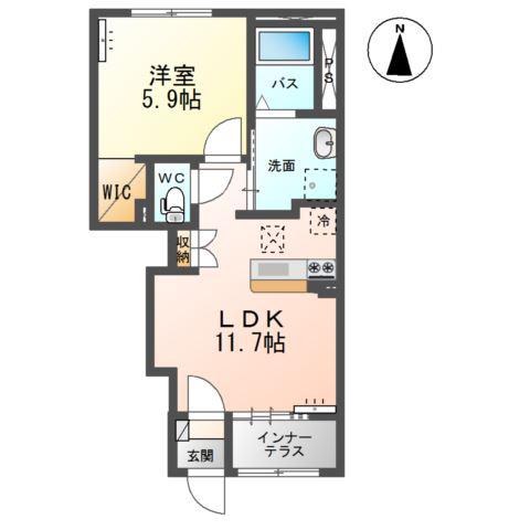 新発田市富塚町2丁目アパート(1LDK/1階)の間取り写真