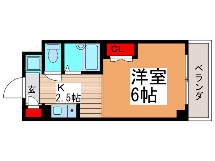 ベイシティハイツ船橋(1K/2階)の間取り写真