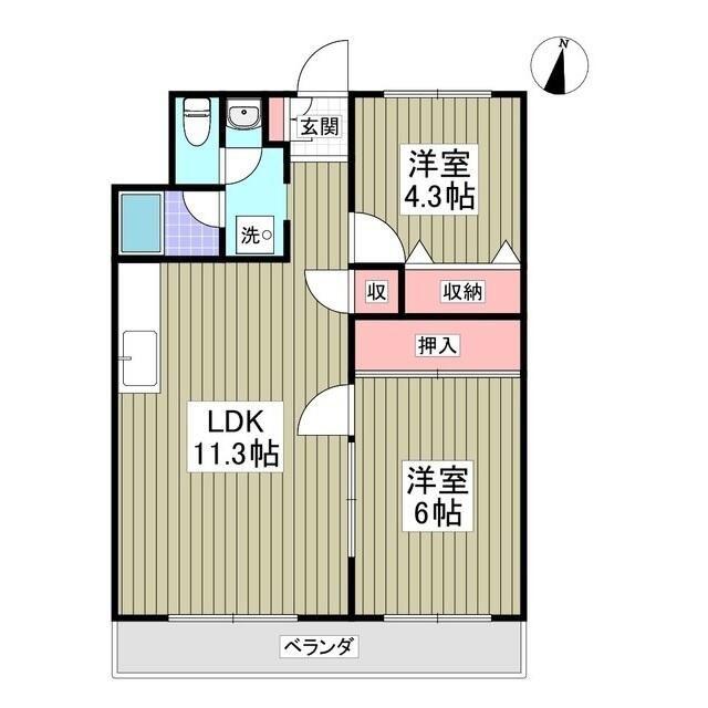エルシティ103(2LDK/1階)の間取り写真