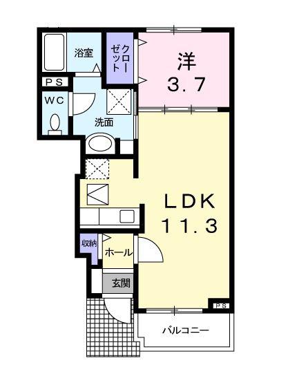 グラシアス(1LDK/1階)の間取り写真