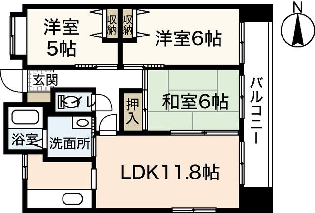 ワイビル(3LDK/2階)の間取り写真