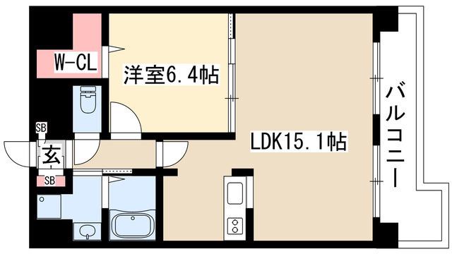 リバーコート砂田橋I(1LDK/6階)の間取り写真