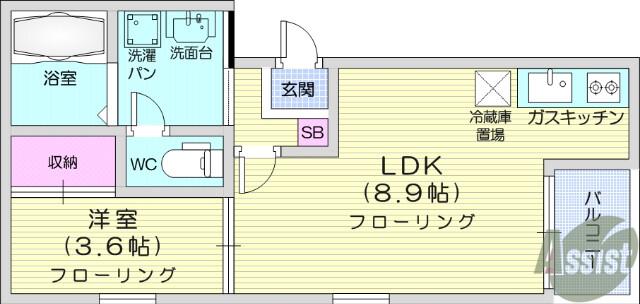 REGALEST シャルマンK(1LDK/1階)の間取り写真
