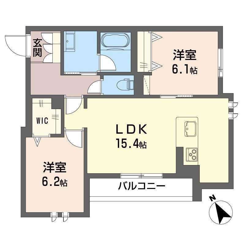 アンビエラ中川(2LDK/2階)の間取り写真