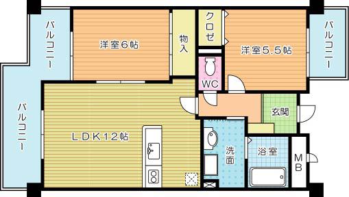 サンシティ・アヴァンテ(2LDK/3階)の間取り写真