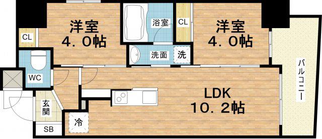 セレニテフラン野田阪神駅前(2LDK/7階)の間取り写真
