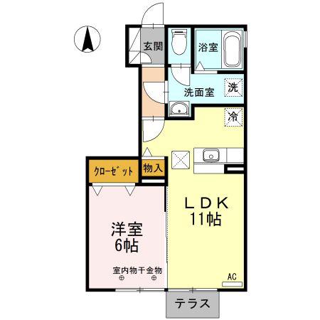 グレインフォレストII(1LDK/1階)の間取り写真