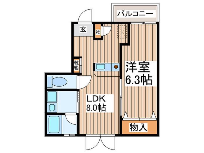 シェ ブラン(1LDK/2階)の間取り写真