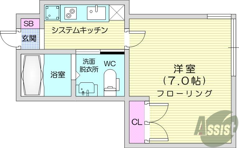 ADIOS平成Ⅱ(1K/1階)の間取り写真