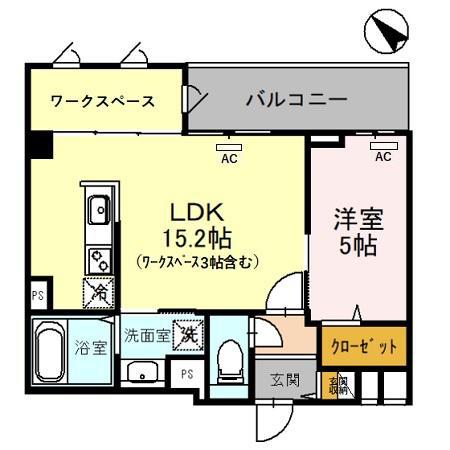 グランアネシス金澤II(1LDK/7階)の間取り写真